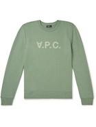 A.P.C. - VPC Logo-Flocked Cotton-Jersey Sweatshirt - Green