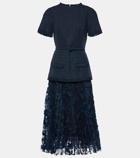 Oscar de la Renta Wool-blend tweed and lace midi dress