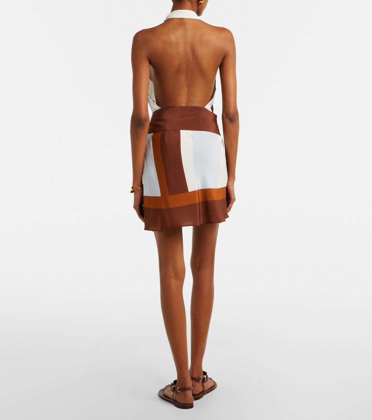 SIR Striped halterneck silk minidress