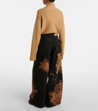 Alanui Printed cotton wide-leg pants