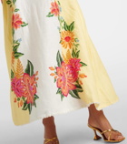 Farm Rio Bloom Garden embroidered linen maxi dress