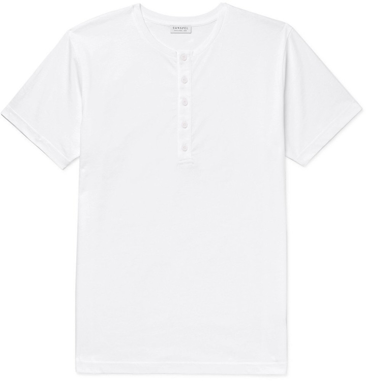 Photo: Sunspel - Cotton-Jersey Henley T-Shirt - White