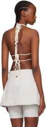 Kijun Off-White Flower Bra