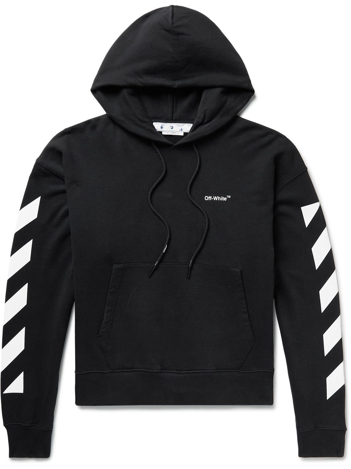Off-White Logo-Print Cotton-Jersey Hoodie Black Off-White