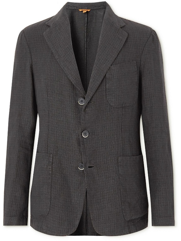 Photo: Barena - Torceo Pié Striped Linen Suit Jacket - Gray