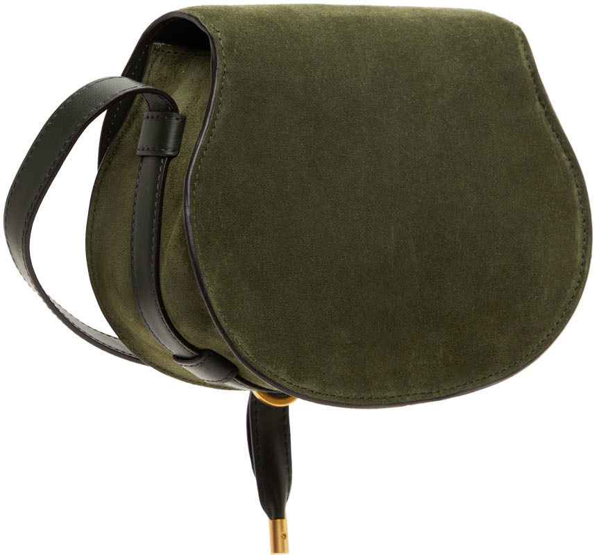 Chloé Marcie Small Suede Saddle Bag in Green