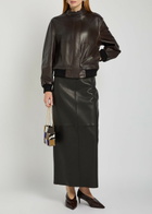 Nour Hammour Rios Leather Bomber Jacket Dark Brown