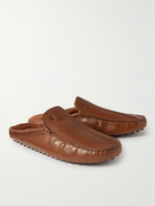 Tod's - Shearling-Lined Full-Grain Leather Slippers - Brown