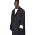 Off-White Navy Wool Volume Coat