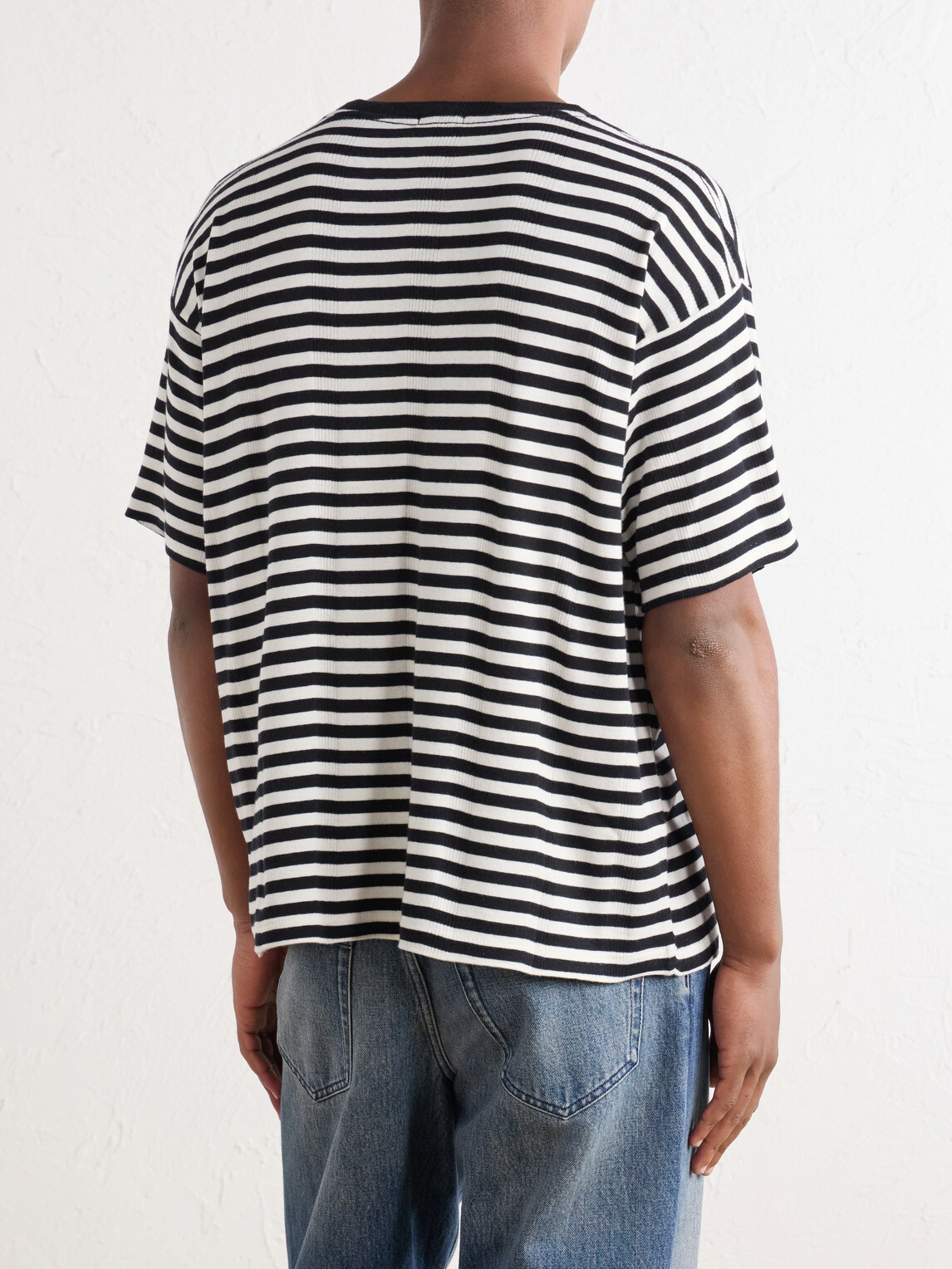 BODE - Printed Striped Ribbed Cotton-Jersey T-Shirt - Black