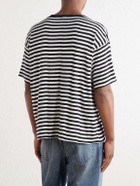 BODE - Printed Striped Ribbed Cotton-Jersey T-Shirt - Black