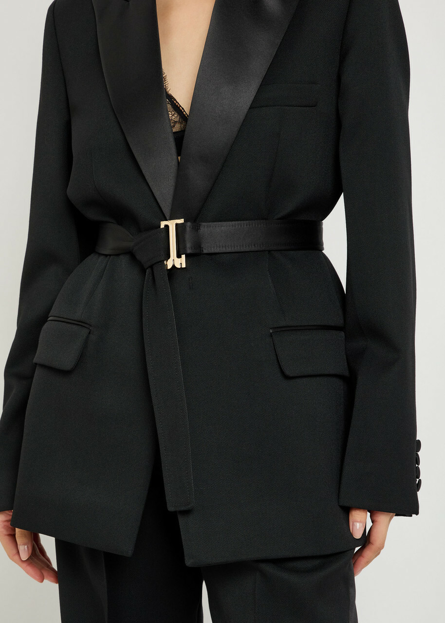 Victoria Beckham Belted Canvas Blazer Black