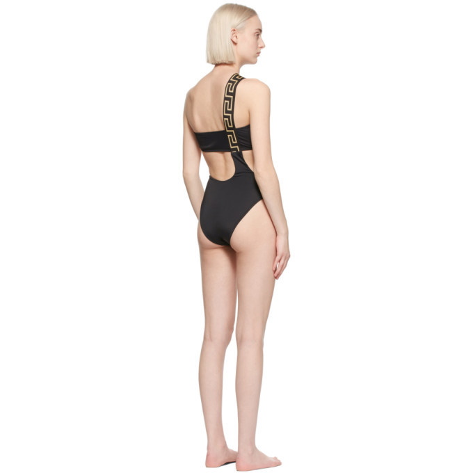 Versace Underwear Black Greca Border Cut-Out One-Piece Swimsuit Versace  Underwear