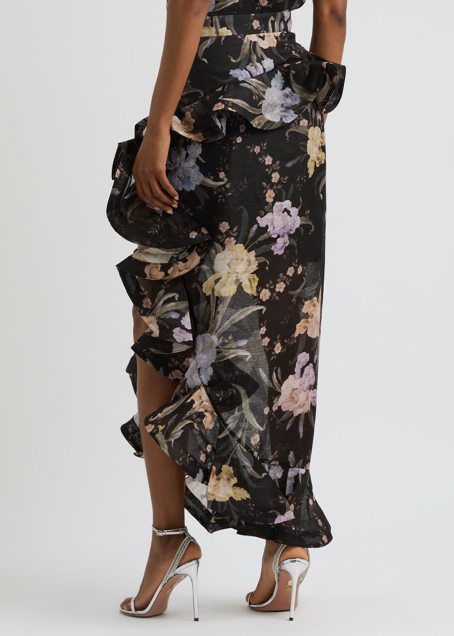 スカート Zimmermann Zimmermann Eden Handkerchief Midi Skirt ZIMMERMANN Eden Waterfall asymmetric ruffled floral-print