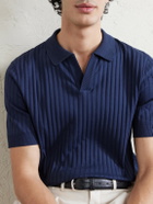 Mr P. - Organic Cotton Jacquard Polo Shirt - Blue