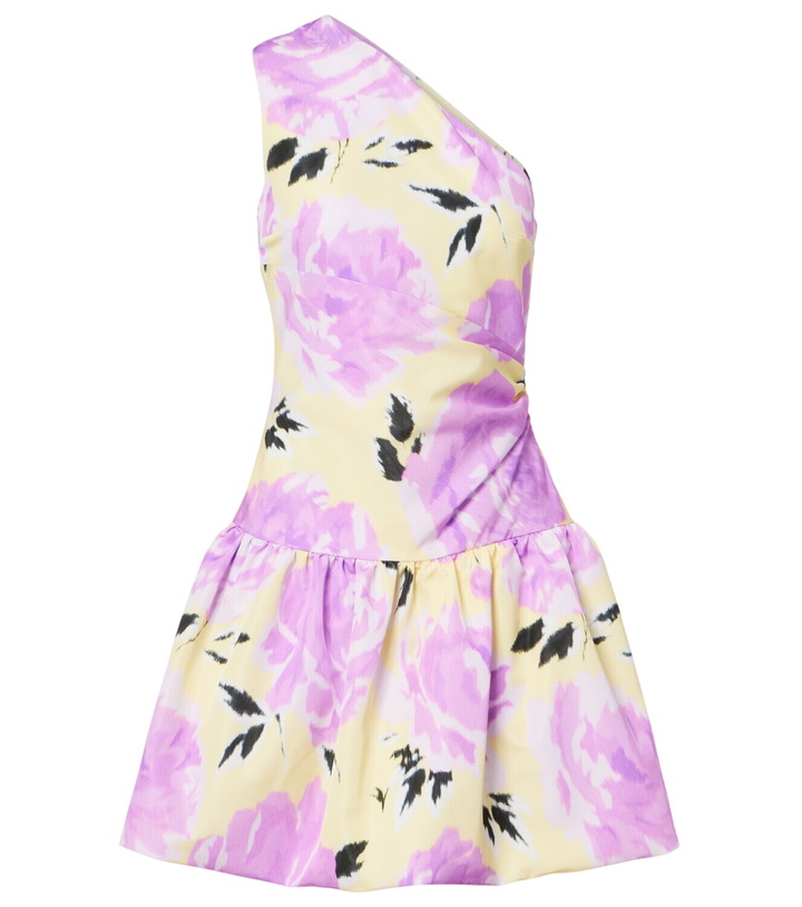Photo: Patou Floral gathered one-shoulder faille minidress