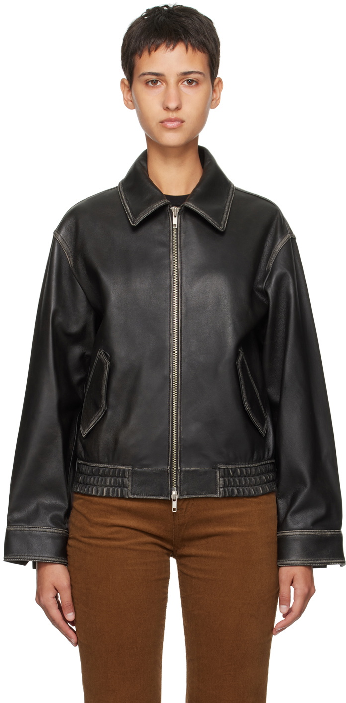 Brushed store leather coat