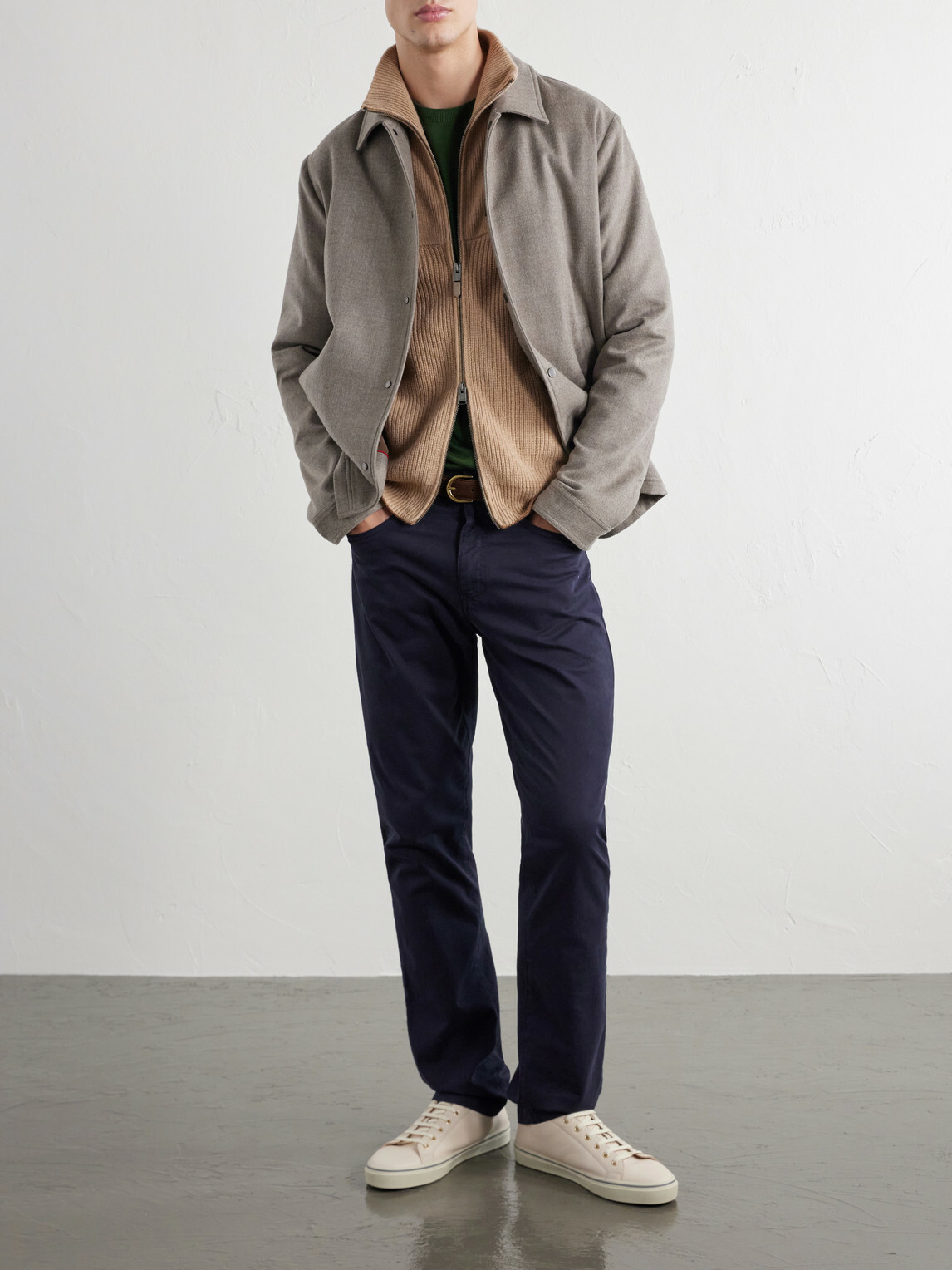 Canali - Wool and Cashmere-Blend Zip-Up Sweater - Neutrals