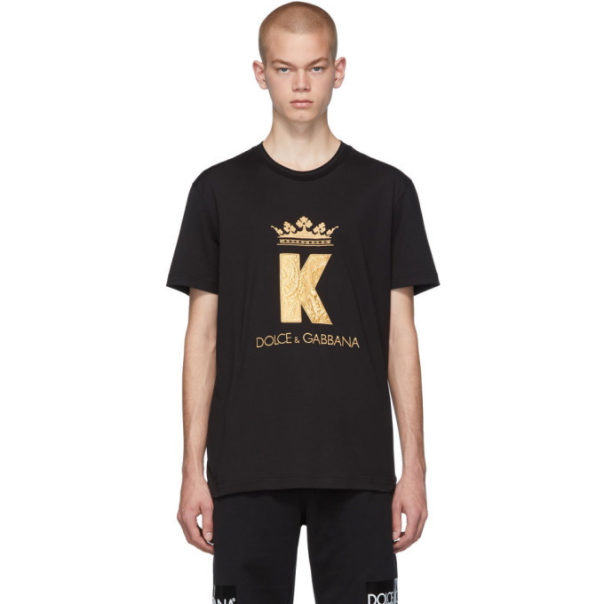 Photo: Dolce and Gabbana Black King Patch T-Shirt