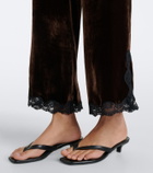 Rixo Mirielle lace-trimmed velvet wide-leg pants