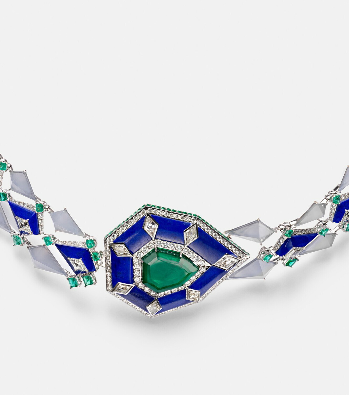 Kamyen 18kt white gold necklace with gemstones