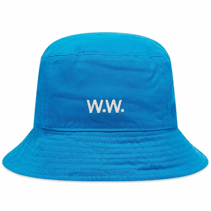Photo: Wood Wood Men's Twill Bucket Hat in Azure Blue