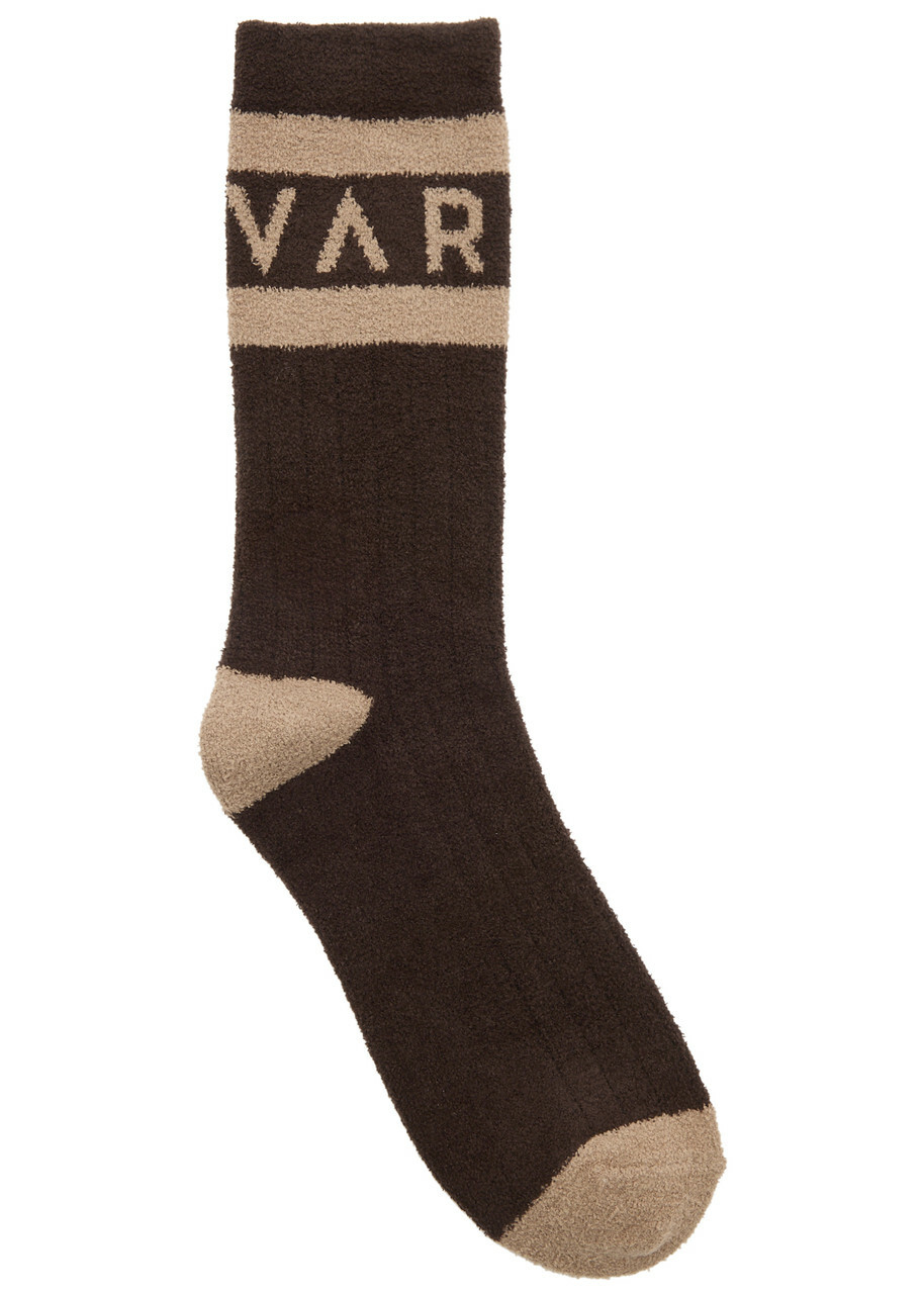 Varley Spencer Logo-intarsia Fleece Socks Brown
