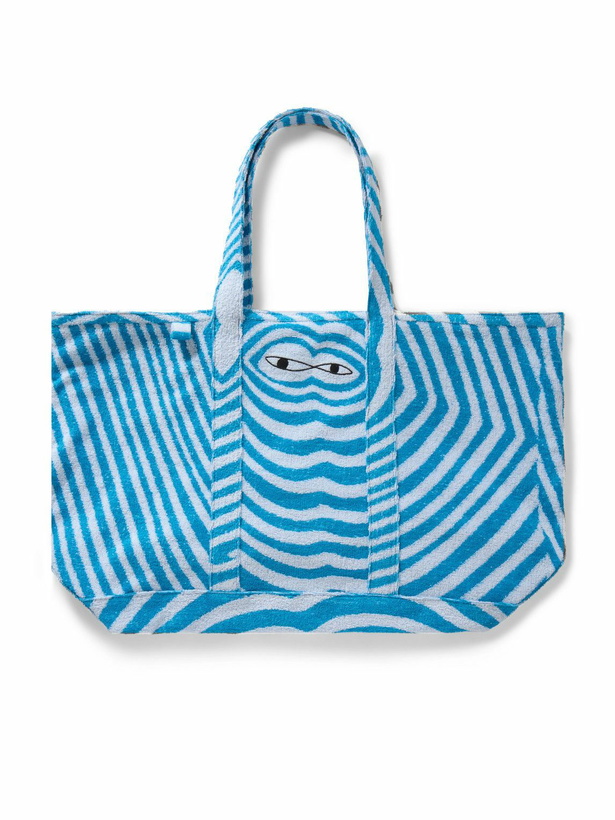 Photo: The Elder Statesman - Embroidered Striped Organic Cotton-Terry Tote Bag