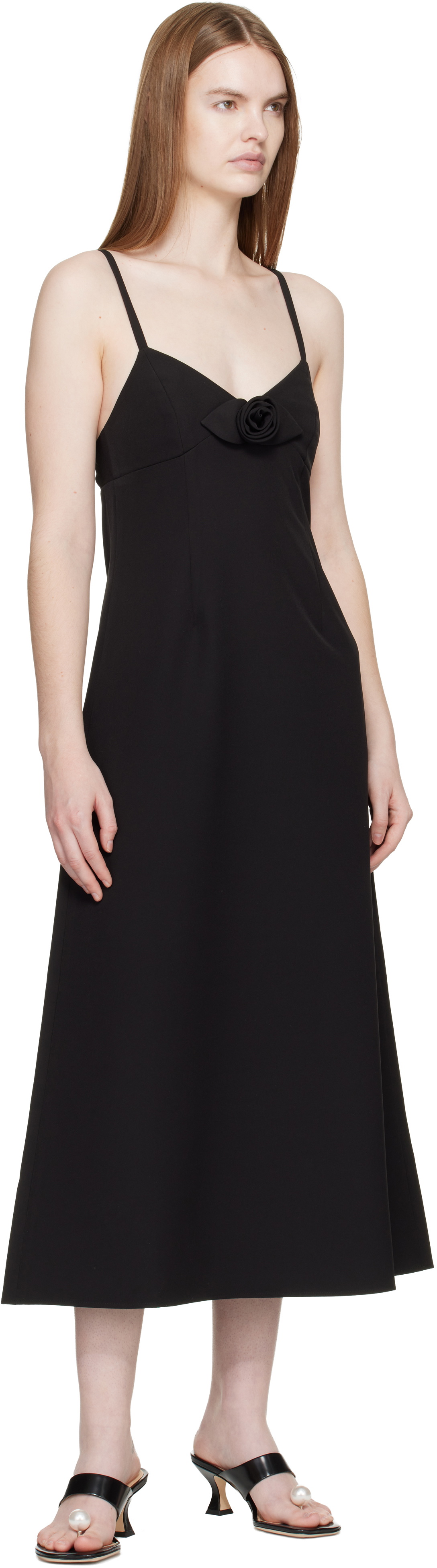 Sandy Liang Black Pilton Midi Dress