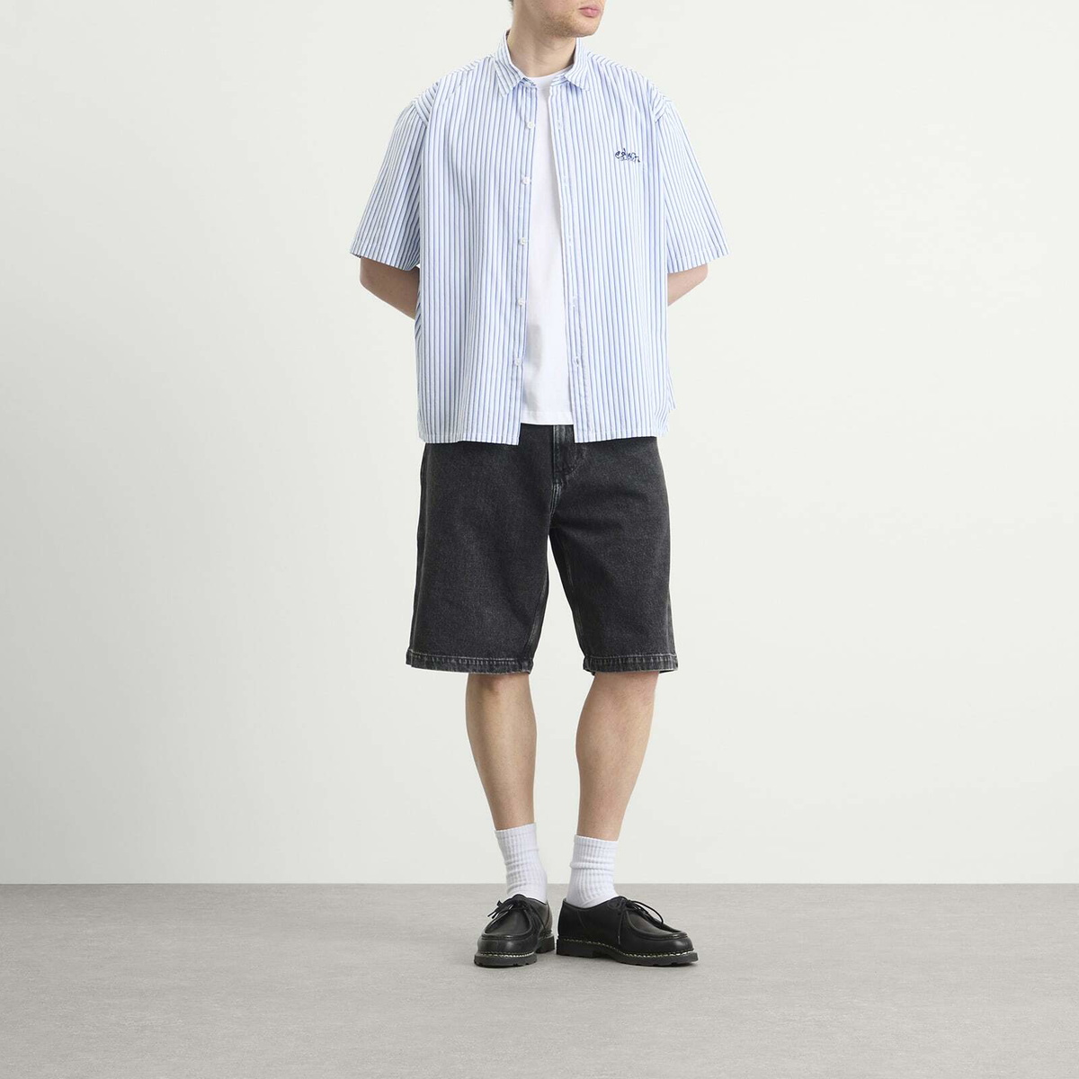 Edwin Men's Toledo Shirt SS in White/Blue