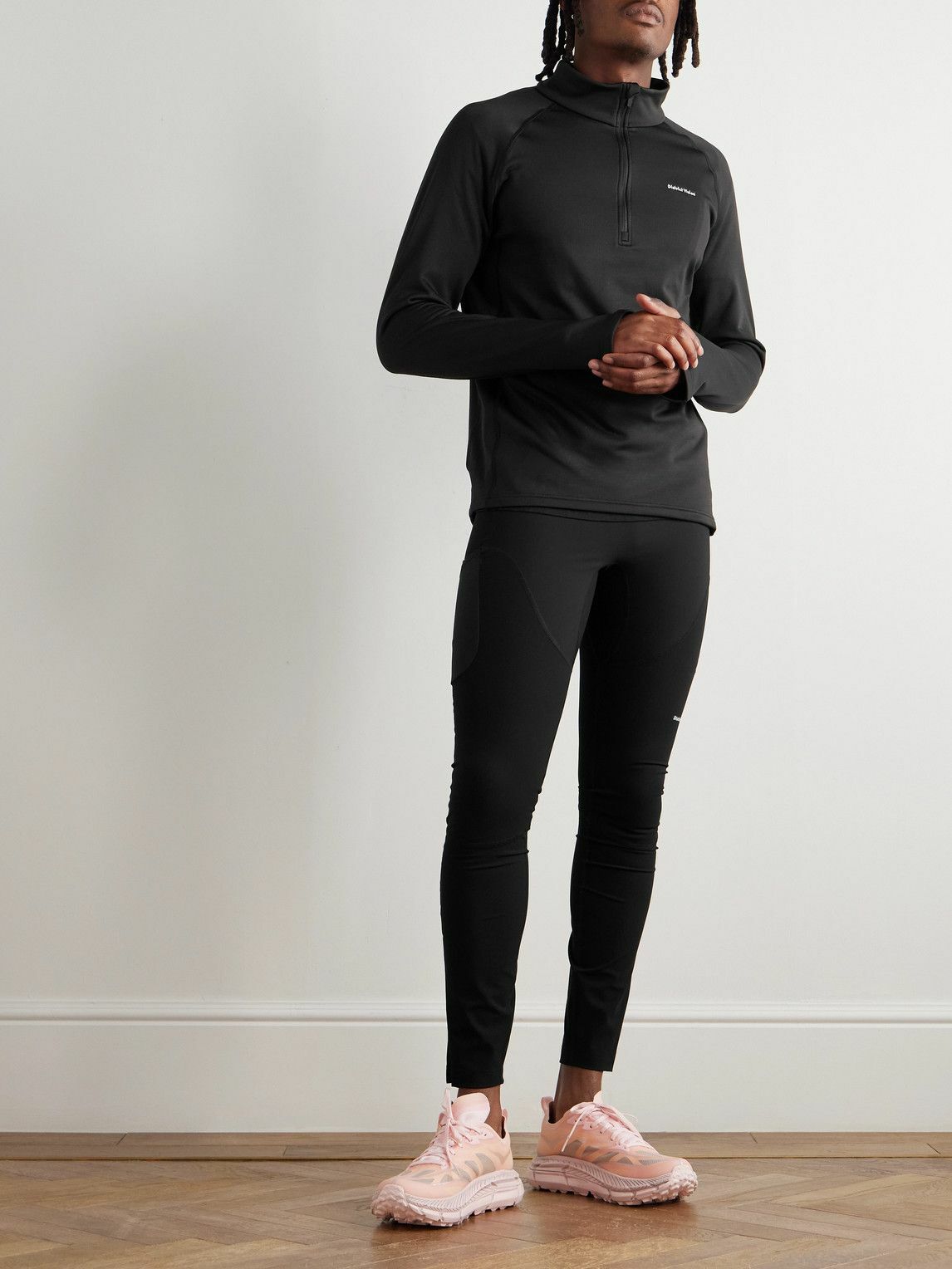 DISTRICT VISION - Slim-Fit Logo-Print Recycled Tech-Fleece Half-Zip Jacket - Black