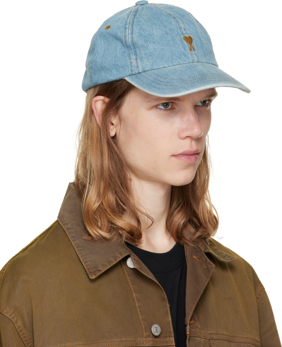 AMI Paris Blue Ami De Coeur Embroidery Cap