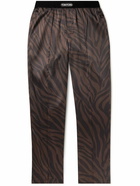 TOM FORD - Straight-Leg Velvet-Trimmed Printed Silk-Blend Pyjama Trousers - Brown