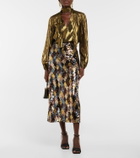 Rixo Moss metallic necktie blouse