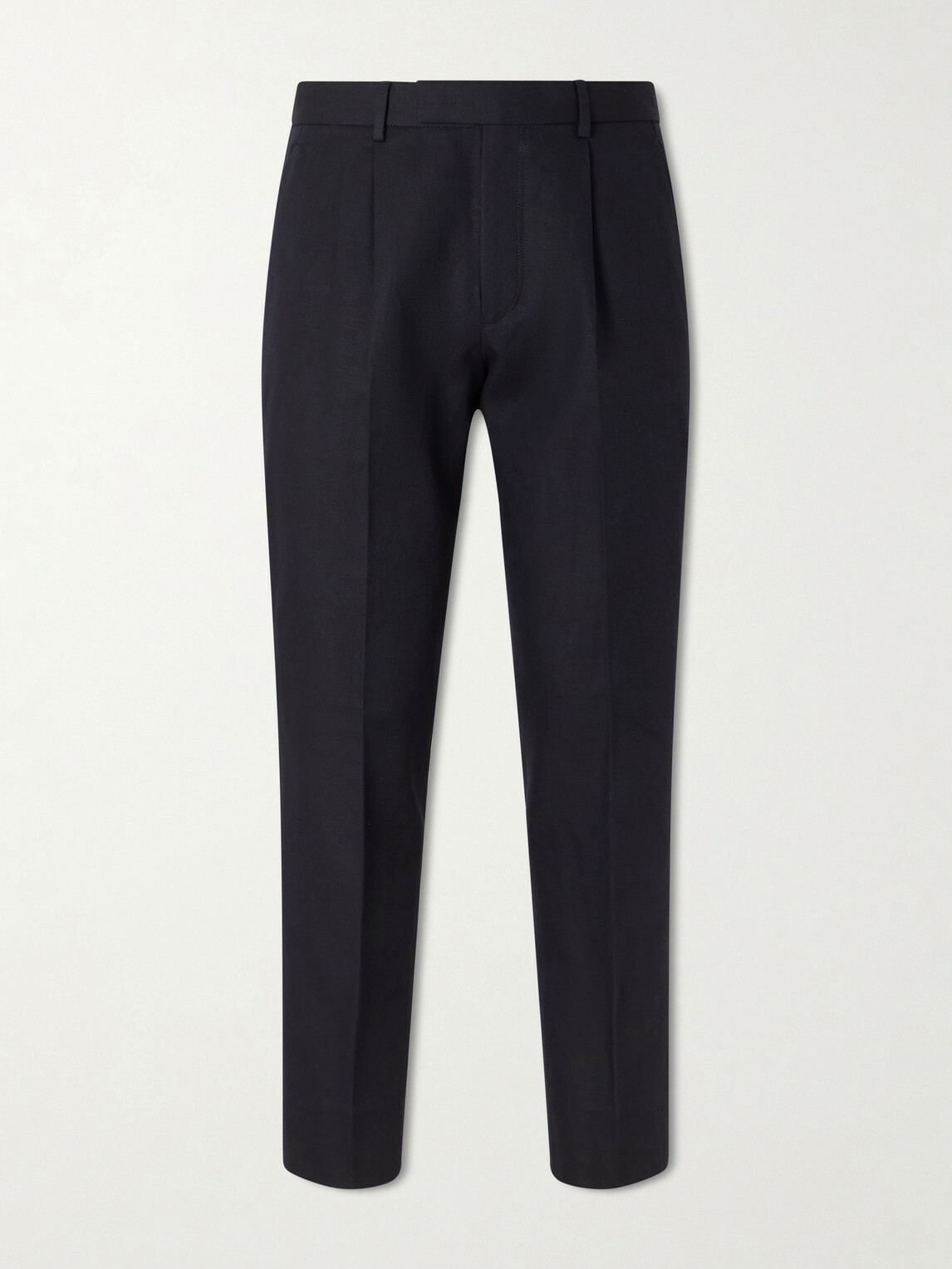 Zegna - Straight-Leg Pleated Cotton and Linen-Blend Trousers - Blue
