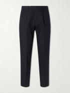 Zegna - Straight-Leg Pleated Cotton and Linen-Blend Trousers - Blue