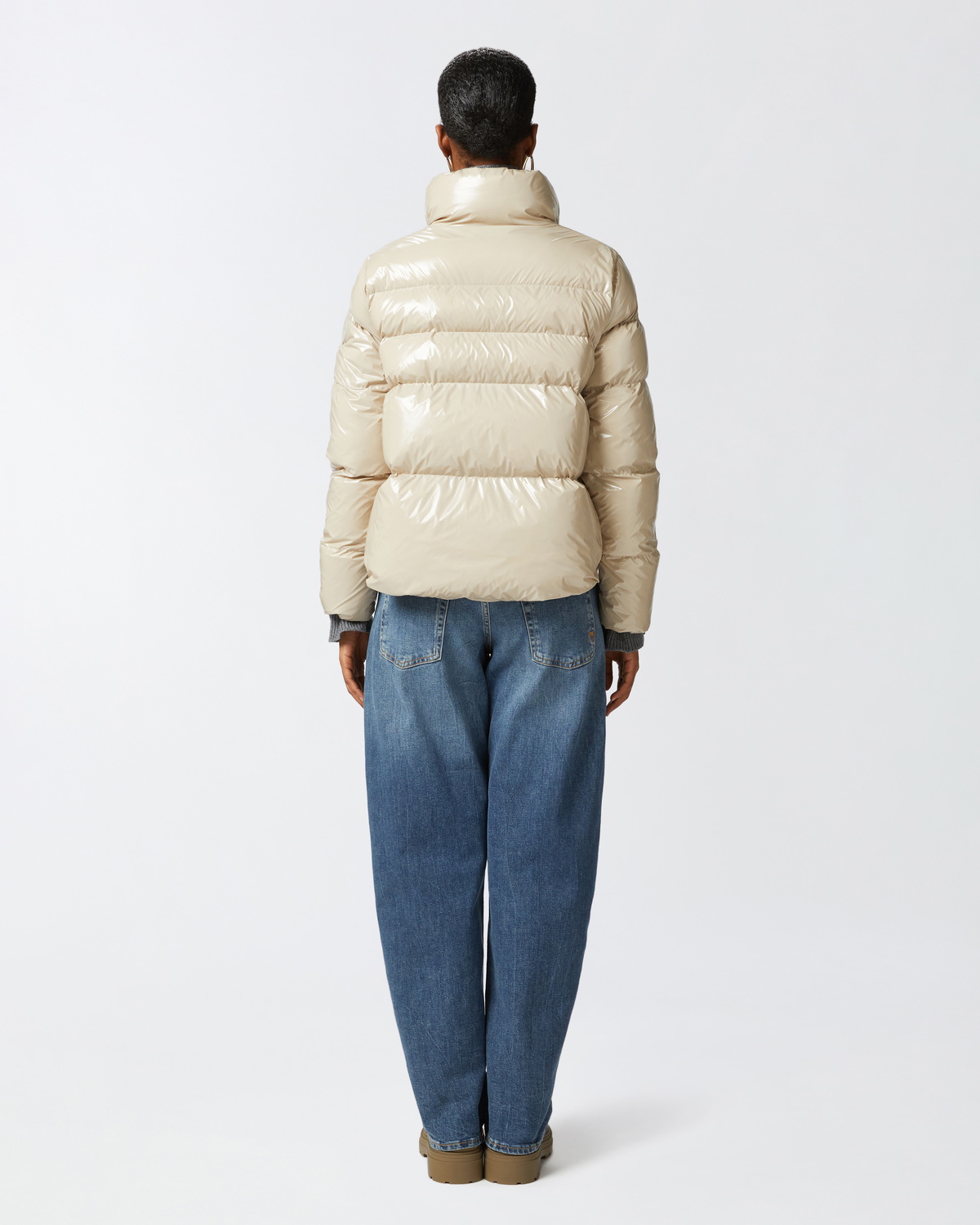 Pinko Padded Crystal Nylon Pea Jacket Beige Pinko Pinko Padded Crystal Nylon Pea Jacket Beige Pinko