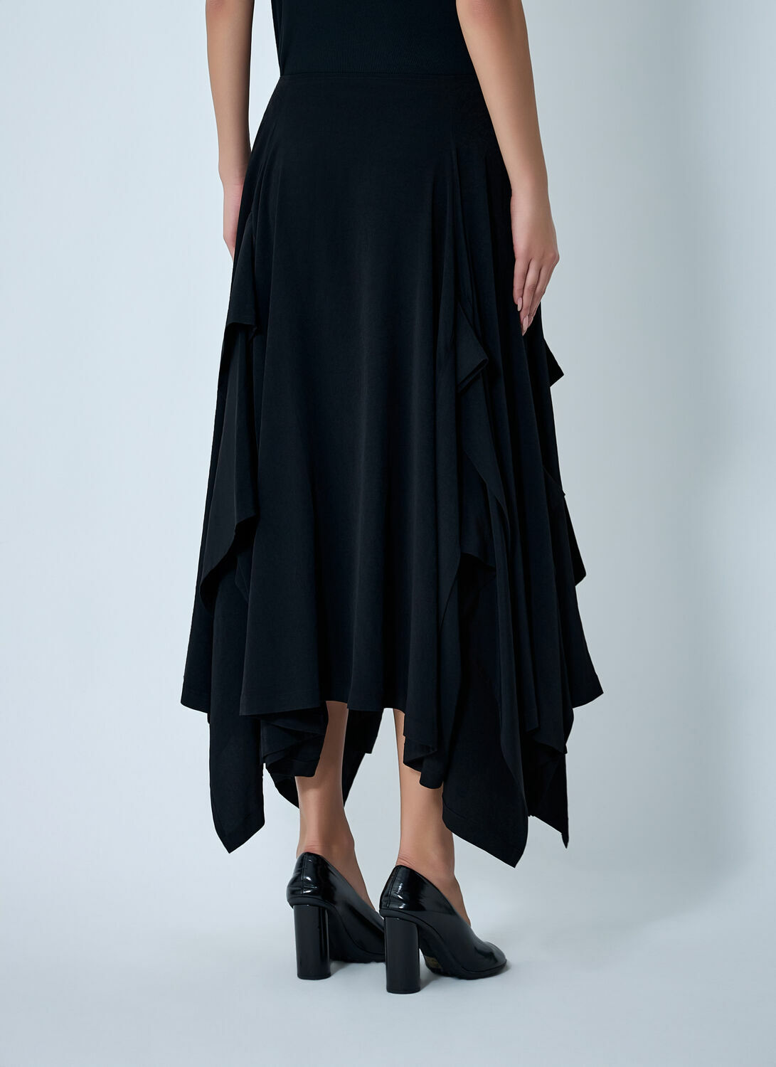 Yohji Yamamoto Paneled Flare Midi Skirt