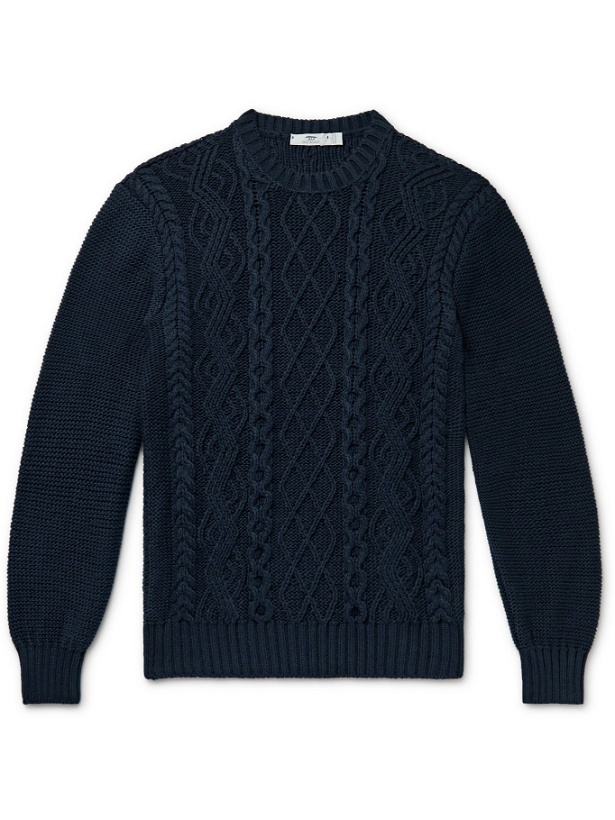 Photo: INIS MEÁIN - Organic Pima Cotton Aran Sweater - Blue