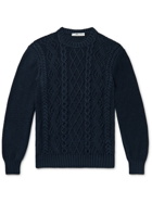 INIS MEÁIN - Organic Pima Cotton Aran Sweater - Blue