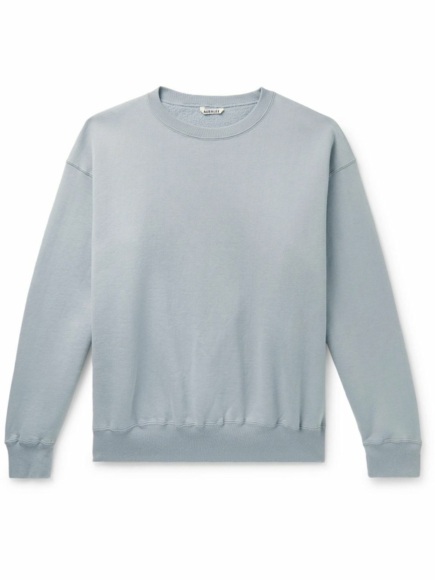 Photo: Auralee - Fleece-Back Cotton-Jersey Sweatshirt - Blue