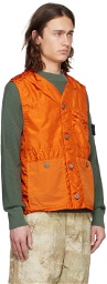 Stone Island Orange Garment-Dyed Vest
