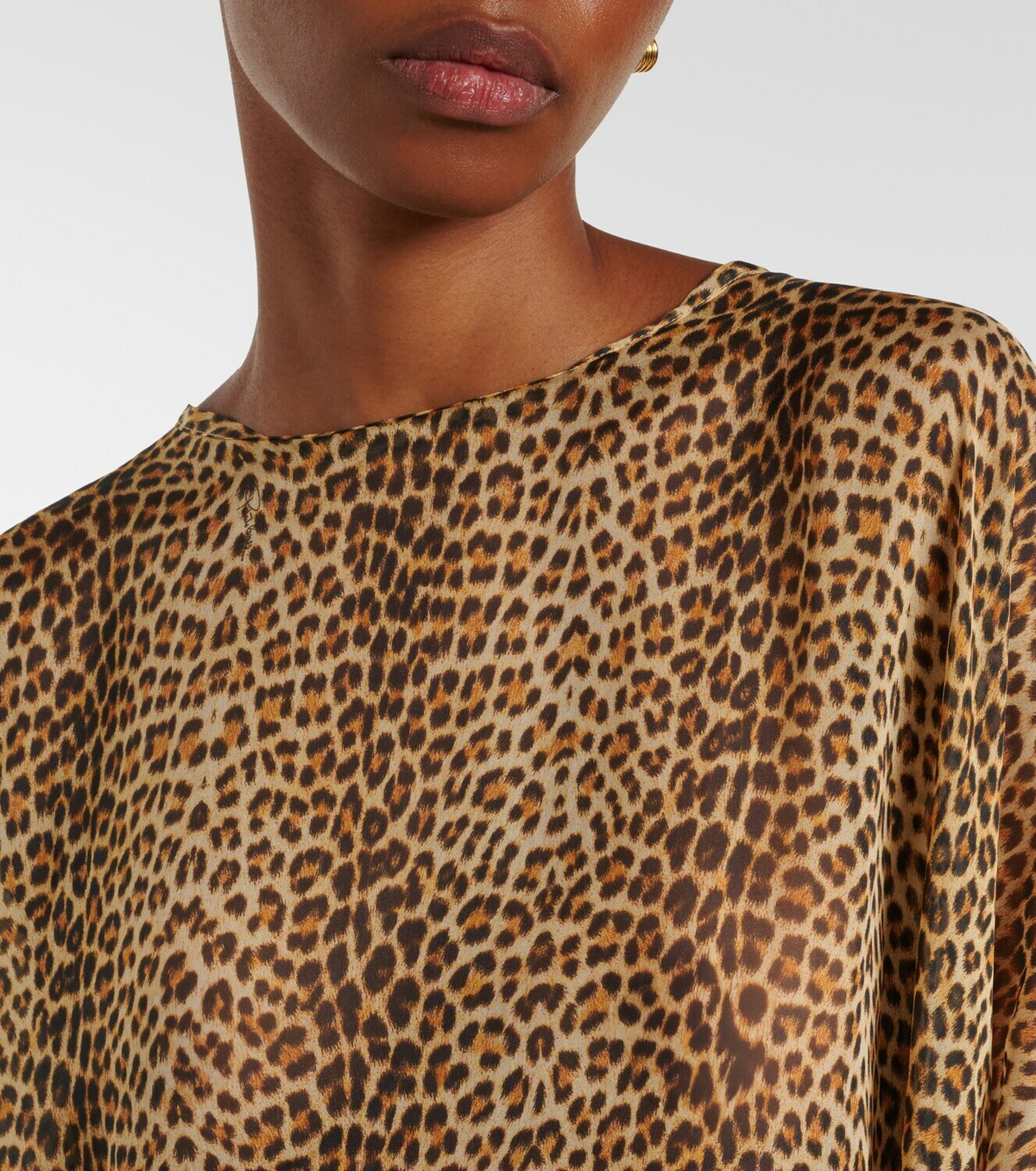 Roberto Cavalli Leopard-print semi-sheer silk kaftan