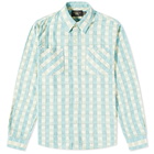 RRL Men's Farrell Check Shirt in Green/Cream