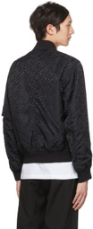 Versace Black & Navy Reversible La Greca Bomber Jacket