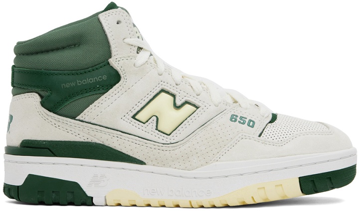 Photo: New Balance Off-White & Green 650 Sneakers
