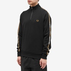 Fred Perry Men's Chequerboard Tape Half Zip Sweat in Black