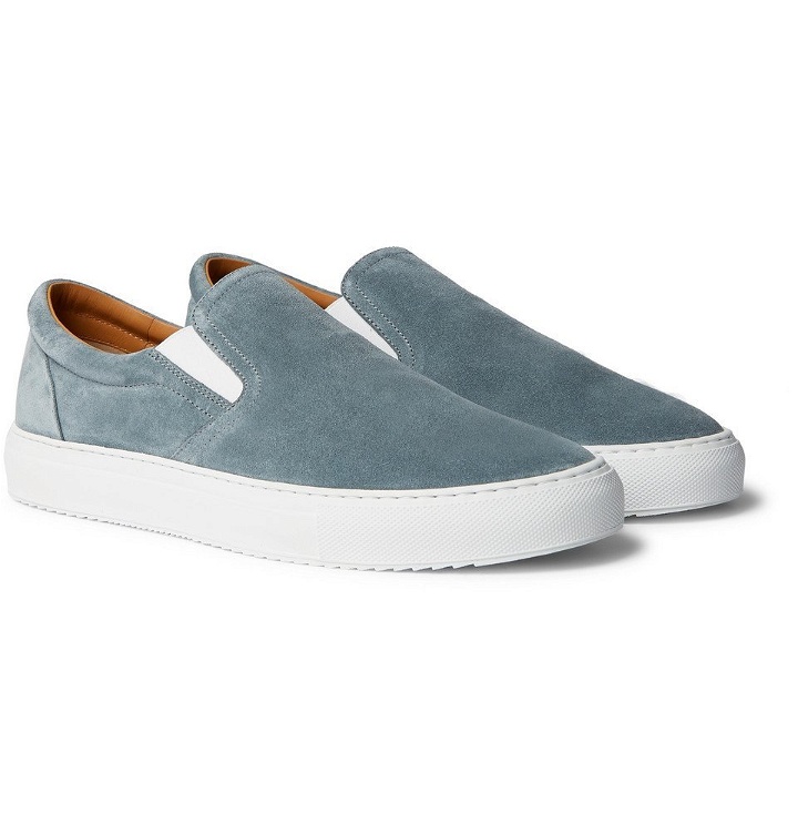 Photo: Mr P. - Larry Suede Slip-On Sneakers - Light blue