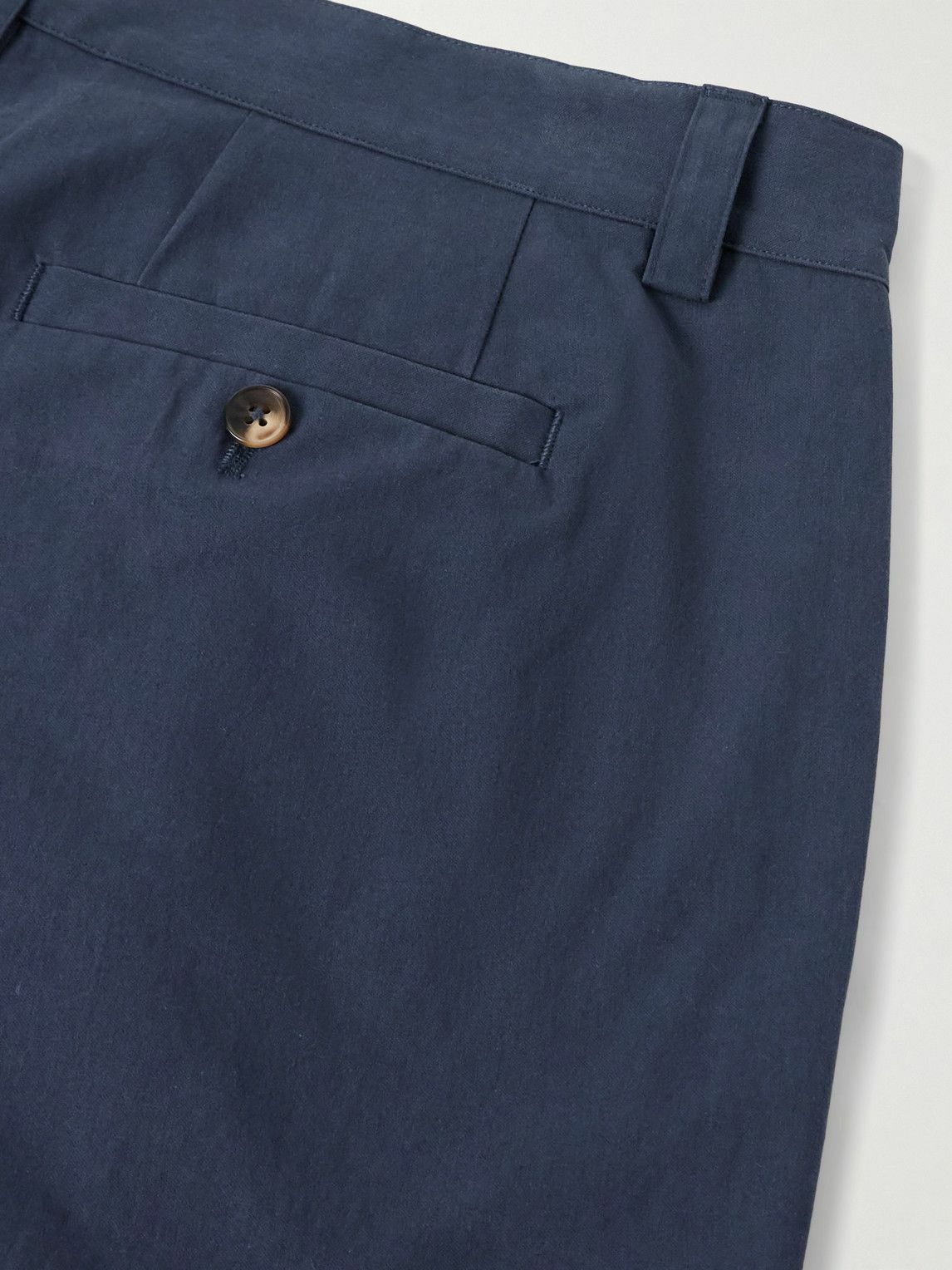 Corridor - Straight-Leg Pleated Cotton-Sateen Trousers - Blue