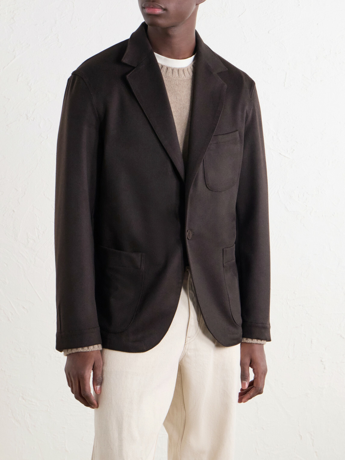 Stòffa - Woven Cashmere Blazer - Brown